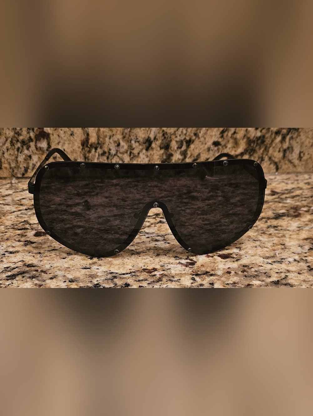 Oversized Black Shield Sunglasses